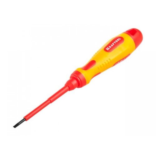 Отвертка диэлектрическая KRAFTOOL EXPERT SL4,0х100мм, Cr-Mo-V стержень, двухкомпонент. рукоятка  картинка